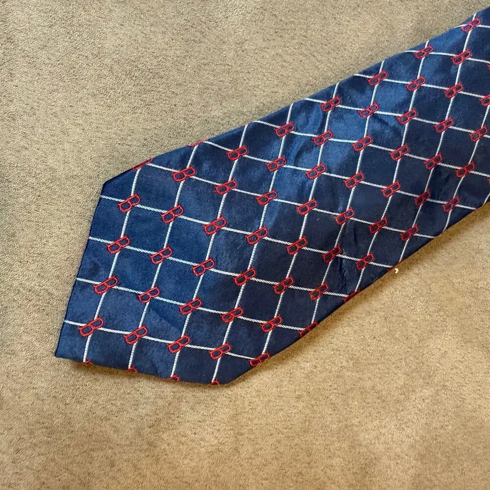 Boston Red Sox Logo MLB Baseball Theme Silk Neck Tie Blue Red Eagles Wings